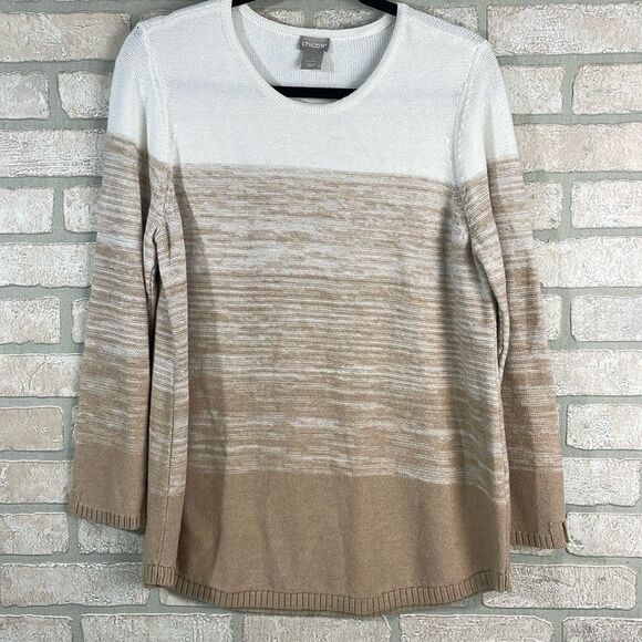 Chicos  Striped Crewneck sweater size L - Picture 1 of 8